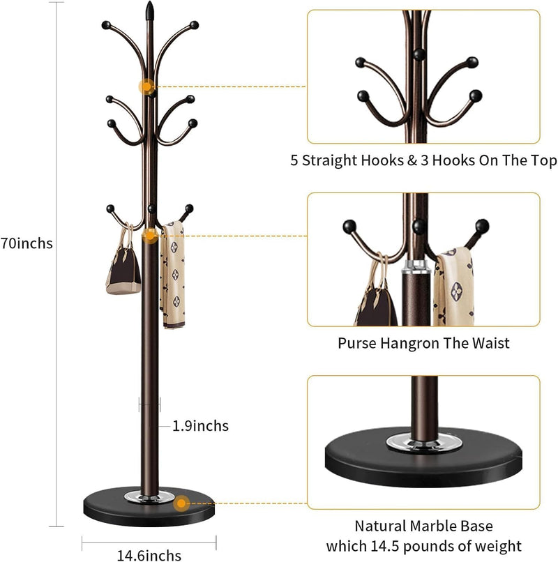 Coat Racks, Coat Stand Metal Hat Heavy Bedroom Hallway Free Standing Clothes Hat Rack Hangers Hat Hanger Holde