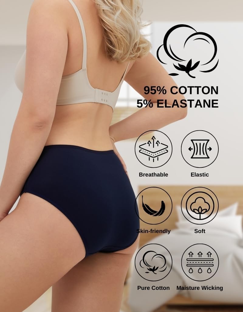 ALYA UNDERWEAR Premium Underwear for Women, Mid Rise Women’s Knickers, Breathable Organic Cotton Panties for Women, Comfortable Ladies Knickers