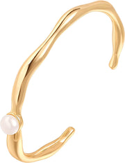 Hamsa Chain Bracelet with Cubic Zirconia Lucky Charms 18K Gold Plated Adjustable Bracelet for Women - 7.Wave