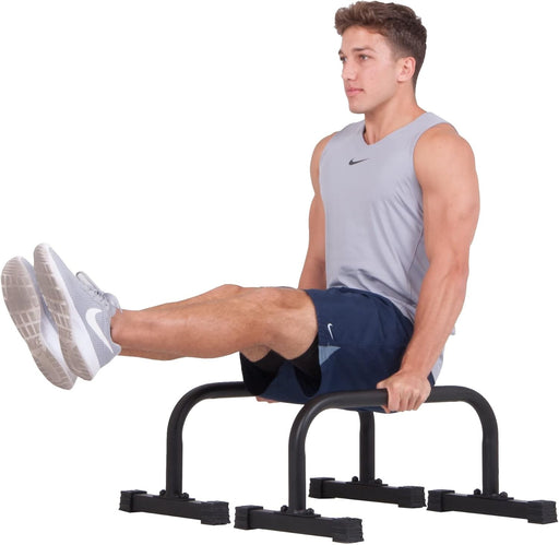 Body Power Push up Stand Parallel Bars Parallettes 12x24 inch Non-Slip with Integrated Knurling Grip - Supports Strength HIIT Yoga ROM Gymnastics Body Conditioning Exercise Workouts