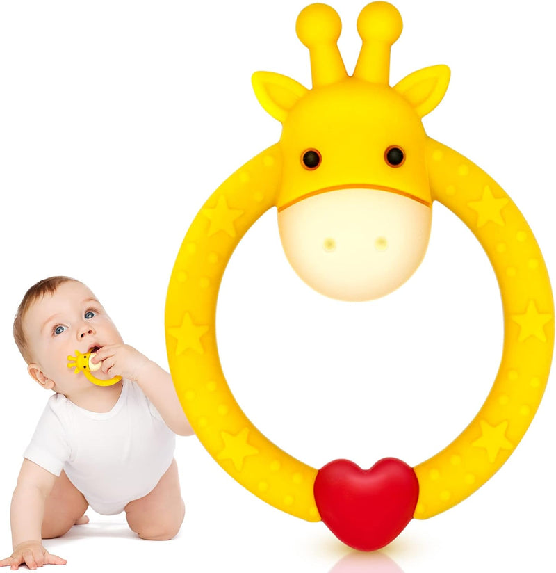SHARE&CARE BPA Free Silicone Fruit Baby Teether Toy with Storage Case, for 3 Months Above Infant Sore Gums Pain Relief (5 Fruits)