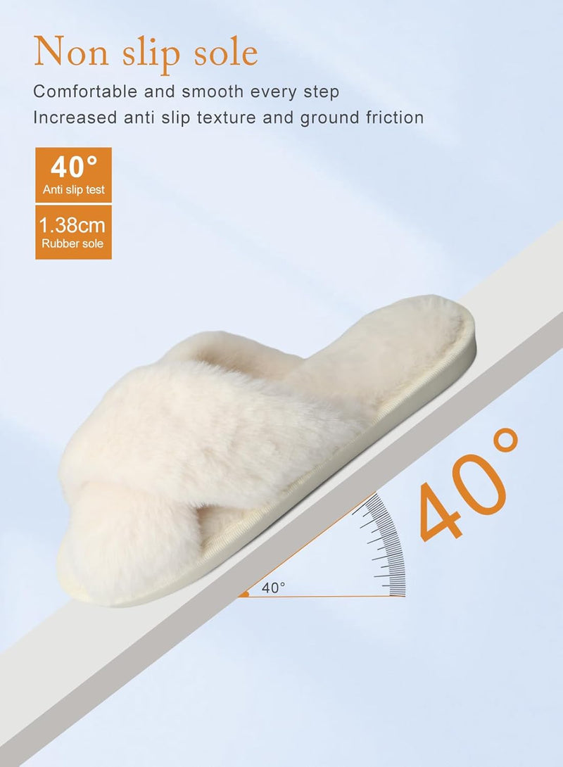 URbazaar Women‘s House Slippers Faux Fur Fashion Warm Shoes Woman Slippers Comfortable Home Furry Slippers,Lightweight Non Slip House Slippers For Cozy Indoor Outdoor