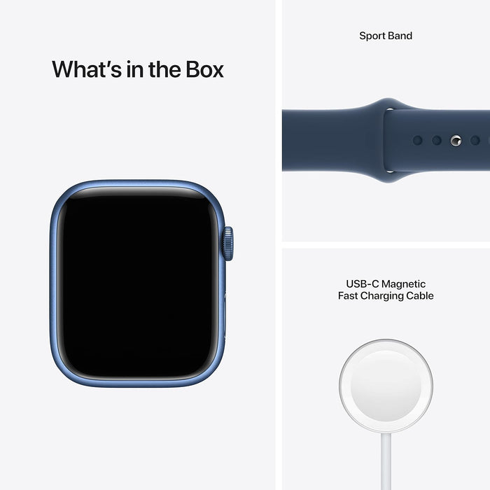 Apple Watch Series 7 (GPS, 45mm) Smart watch - Midnight Aluminium Case with Midnight Sport Band - Regular. Fitness Tracker, Blood Oxygen & ECG Apps, Always-On Retina Display, Water Resistant (Renewed)