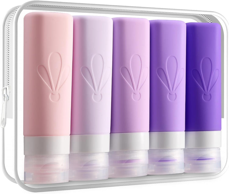 INSFIT Travel Bottles for Toiletries, TSA Approved 90ml Travel Size Containers, BPA Free Leak Proof Squeezable Silicone Tubes for Shampoo Conditioner Lotion Soap with Labels