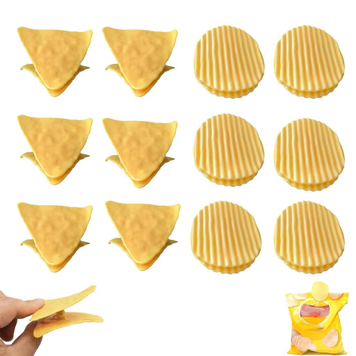 12 PCS Food Storage Clips, Food Clips Bag Sealing Clips, Bag Clips for Food Storage, Cute Food Clip, Kitchen Clips for Bags, Food Bag Clips Reusable to Clamp Snacks, Chips (Circle+Triangle)