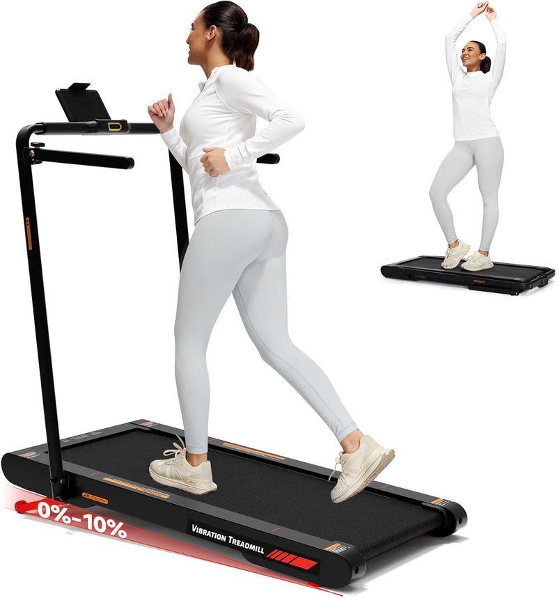 Sperax Walking Pad Treadmill with APP,Under Desk Treadmill,Vibration Walking Pad 150KG Capacity - auto 10% incline with hand bar