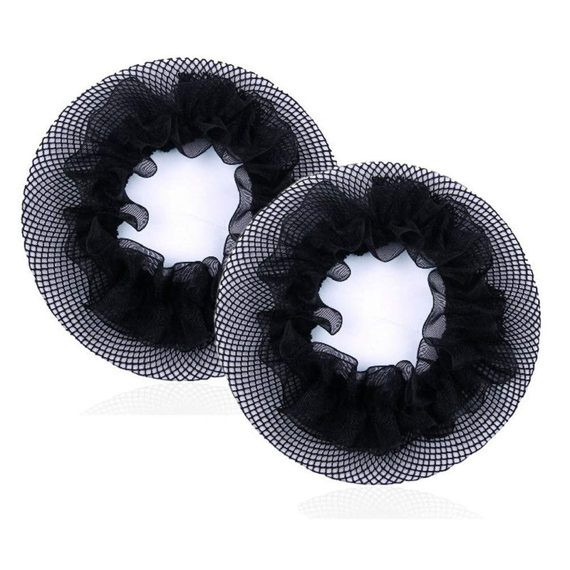 Black Bun Hair Nets Elastic Flower Edge Hairnet for Ballet Bun Cover Dance Skating Gymnastics Performance Dancers Hair Accessories, Black