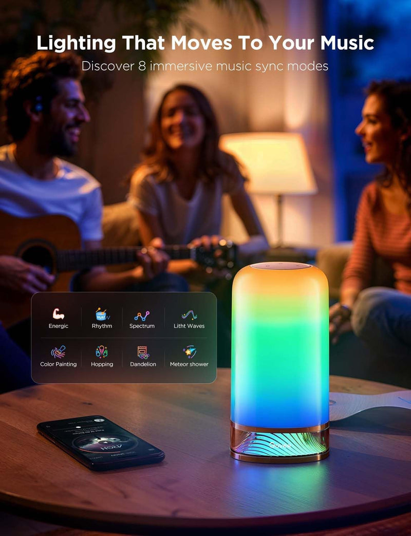 Bedside Touch Table Lamp RGBICWW, Matter Alexa Compatible LED Light 70 Scene Modes, Timer, Music Sync, 2700-6500K Night Lamp for Bedroom & Kids Living Room Decor(Corded Electric)