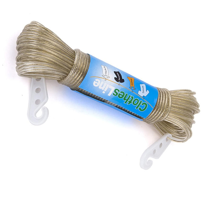 Baosong Washing Line Rope with Steel Core, Heavy Duty Laundry Lines with 2 Tensioners, PVC Covered Clothes Line for Indoor, Outdoor, Garden (20M)
