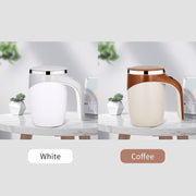 SHOWAY 380mL Self Stirring Mug with Lid Automatic Coffee Cup Electric Stainless Steel Mixing for Milk Cocoa Hot Chocolate