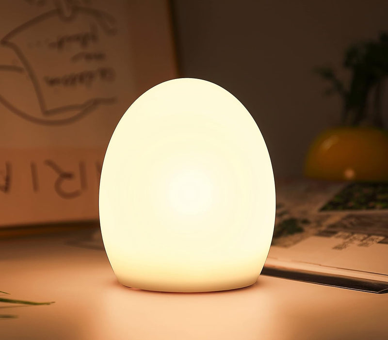 Cute Kids Night Light Night Lamp Night Lights for Kids Bedroom Toddler Baby Portable Silicone Battery Led Nightlight Nursery(Duck) - Egg