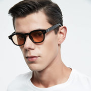 Unisex Vintage Retro Round Style Tinted Sunglasses For Men Women Fashion Circle Sun Glasses 46mm - C31 Black Frame/Light Brown Tinted Lens