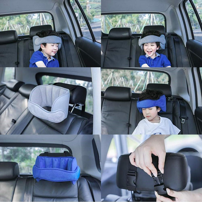 Azonee Child Car Head Support, Sleep Aid Belt, Adjustable Headrest for Child Safety Seat, Adjustable Cotton Car Seat Headrest for Baby Kids Toddler, Head Protector Strap and Neck Support Band (grey)