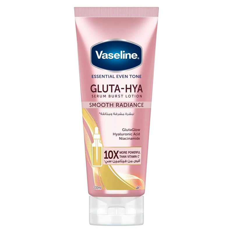 Vaseline Essential Even Tone Body Lotion Smooth Radiance, Gluta-Hya Serum Burst, 10X More Powerful than Vitamin C, Deeply Moisturising, 200ml