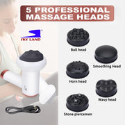 SKY LAND 5-in-1 Deep Tissue Massage Gun, Handheld Slimming Massager with 5 Heads, 6 Speed Levels, Cordless Body Contouring & Fat Burner Machine for Pain Relief, Recovery & Cellulite Removal EM-4139