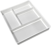 Madesmart Classic 4-Compartment Drawer Organizer Gadget Tray, Plastic Multipurpose Storage Bin for Drawers, White