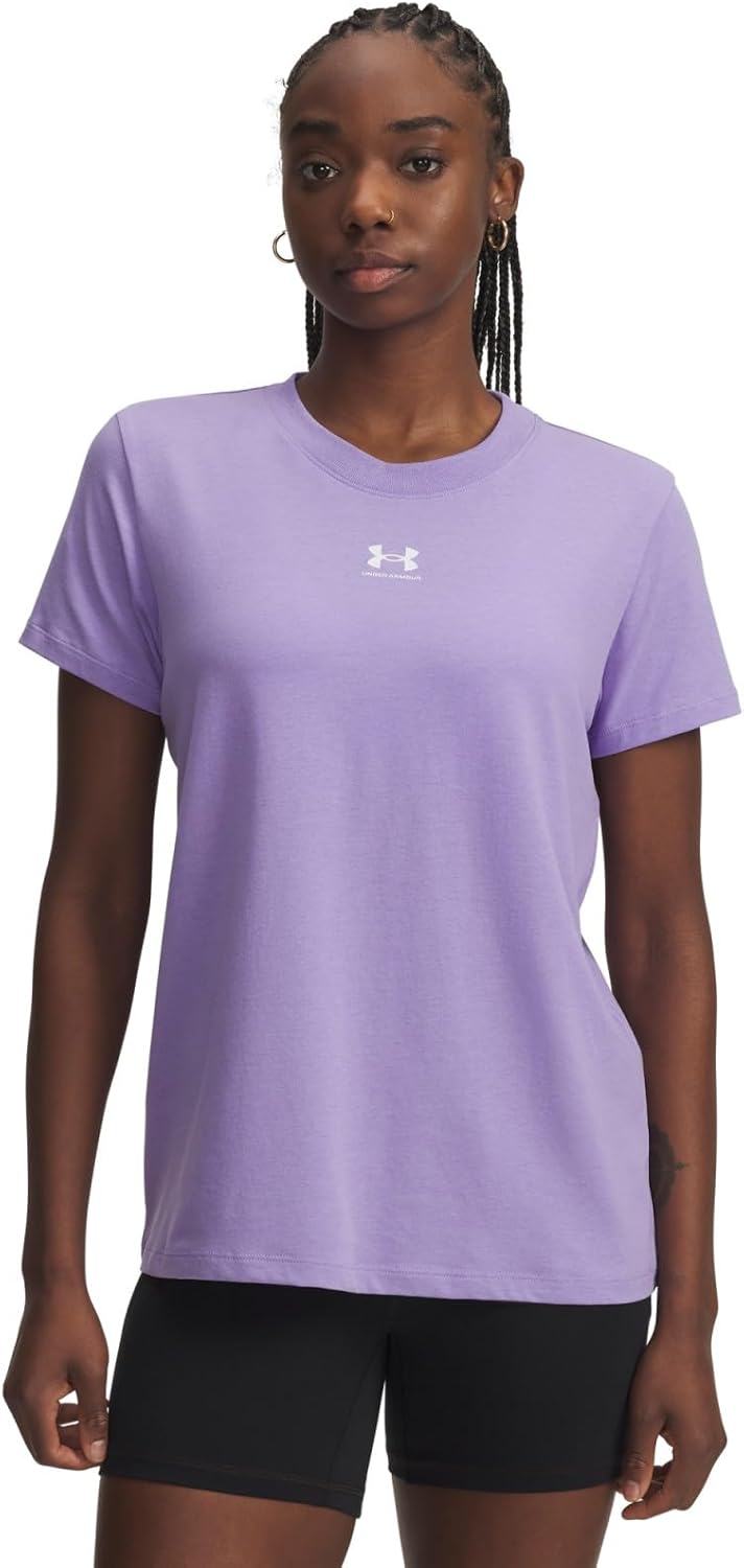 womens UA Rival Core SS SHIRT - PURPLE