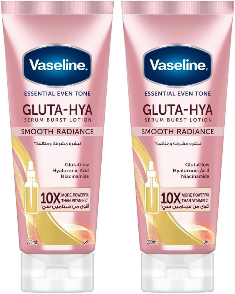 Essential Even Tone Body Lotion Smooth Radiance, Gluta-Hya Serum Burst, 10X More Powerful than Vitamin C, Deeply Moisturising, 200ml (Pack of 2)