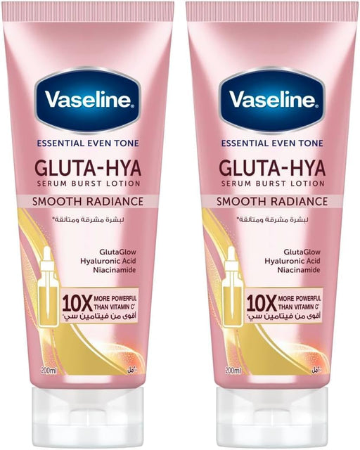 Essential Even Tone Body Lotion Smooth Radiance, Gluta-Hya Serum Burst, 10X More Powerful than Vitamin C, Deeply Moisturising, 200ml (Pack of 2)