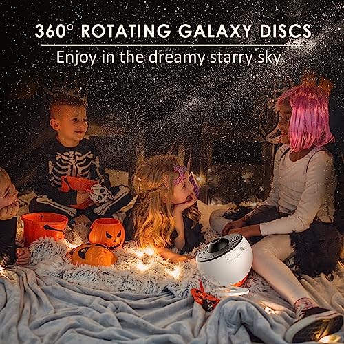 Sunbox Star Projector,Planetarium Projector Galaxy for Bedroom,360 Degree Rotation Night Light with 4K Replaceable 12 Discs Large Projection Area Sky Kids Adults Gifts, White (BL-DQY02)