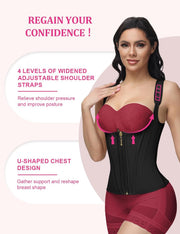 Waist Trainer for Women, Tummy Control Vest for Weight Loss, Corset Shapewear with Adjustable Shoulder Strap, Black, M