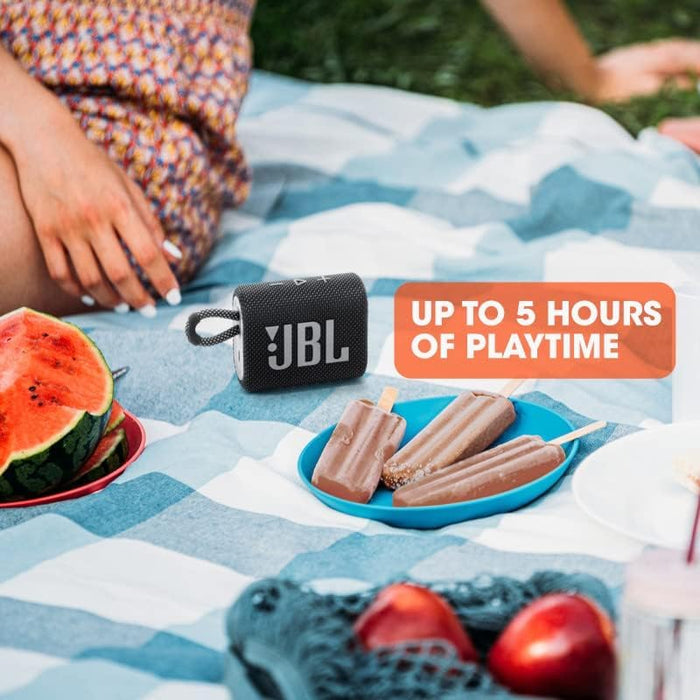JBL Go 3 - for Portable Use - Speaker with Bluetooth - Built in Battery Waterproof and Dustproof - Blue - Includes Storage Pouch
