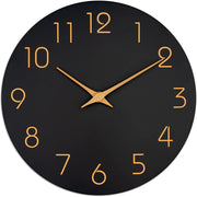 Mosewa Silent Non-Ticking Wall Clock Decorative for Kitchen, Bedroom, Bathroom, Office, Living Room, Battery Operated - 10 Inch Wood Modern Simple (Gray) - 8' - ultra light B_black