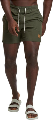 mens Block Swim Shorts Swim Trunks - Olive/Olive