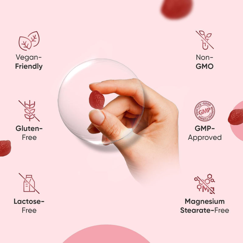 Probiotic Gummies with Prebiotics - Bacillus Coagulans 5 Billion CFU + Inulin (Prebiotic) - Supports Gut Health - for Women & Men - Strawberry & Vanilla - 5 Billion CFU - 90 Gummies