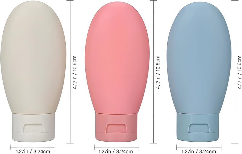 JIALTO Refiilable Travel Bottles|60 Ml Travel Essential Bottel|Silicon Squeeze Bottles|Travel Toiletry Bottles For Shampoo,Cream & Body Lotion|Ideal For Travel Accessories (Pack Of 3) - Silicone