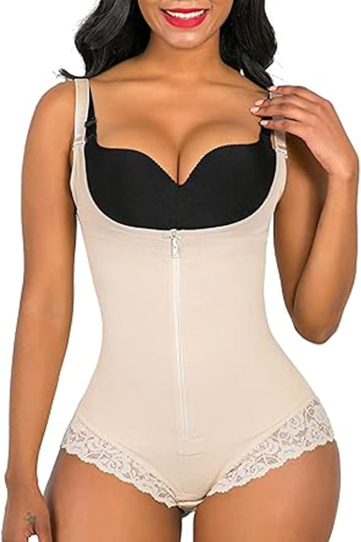 Shapewear for Women, Women Bodysuit Tops, Tummy Control Fajas Colombianas Body Shaper Zipper Open Bust Bodysuit, Seamless Tummy Control Slimming Waist V Neck Sculpting Jumpsuits Body Shaper (XL)