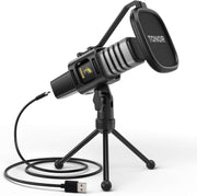 TONOR Gaming USB Microphone PC, RGB Condenser Computer Mic with Tripod Stand, Quick Mute, Gain Control, Gaming, Streaming, Podcasting, Recording, Cardioid Mic Kit Laptop/PS4/PS5 TC777 Pro, black - TC30
