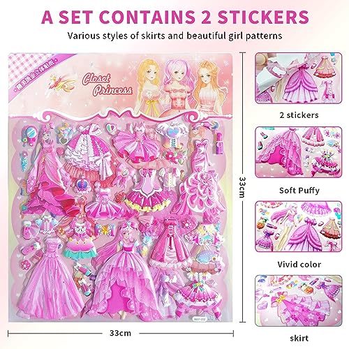 Yoawllty School Bag for Girls, Kids Backpack for School Bookbag for Elementary 3 in 1 School Bag Sets with Lunch Tote Pencil Bag and Cartoon Sticker(Pink)
