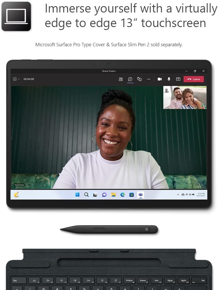 Microsoft Surface Pro 9 with 2880 X 1920 (267 PPI) PixelSense Display, Intel Core i7-1255U, Integrated graphics, 16GB RAM, 1TB SSD, Windows 11, Platinum - [QKI-00008] Device Only - Silver