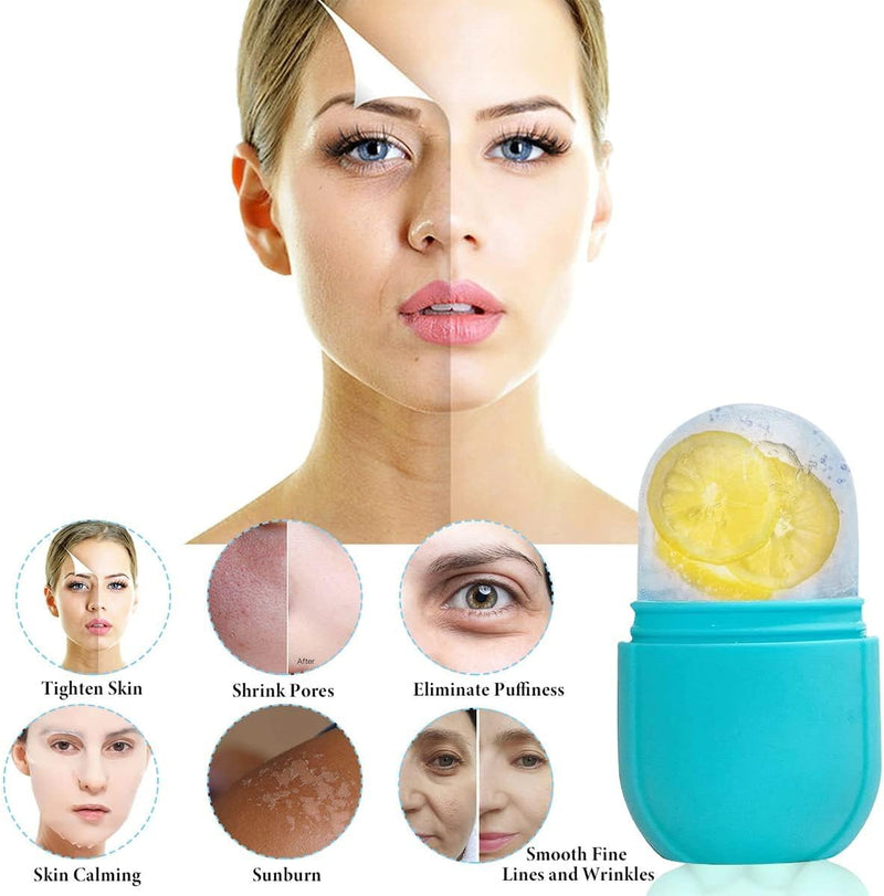 ECVV Ice Face Roller Massager for Face, Eyes and Neck, Skin Care Roller Face Massager Reduce Puffiness, Reusable Massage Silicone Ice Mold (Blue)