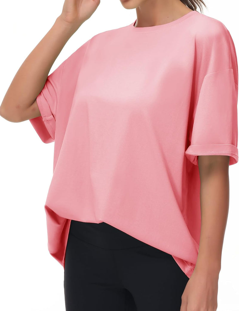 THE GYM PEOPLE Women's Casual Oversized T-Shirts Summer Crewneck Short Sleeve Workout Basic Tee Tops