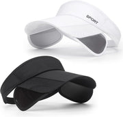 2 Pack Sun Golf Visor Hats for Women, Adjustable Retractable Brim Golf Cap Beach Hats for Women - Black / White