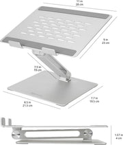 Amazon Basics Adjustable Ergonomic Laptop Stand, Multi-Angle with Heat Vent, For Laptops 10 (25.4 cm) - 17 Inches (43.2 cm), Silver