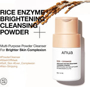 Rice Enzyme Brightening Cleansing Powder, Rice Mask, Ceramide, Gentle Face Wash for Brightening, Radiant Skin, Facial Cleanser for Dry Skin, Korean Skincare, Fragrance Free, 40g/1.41fl.oz.