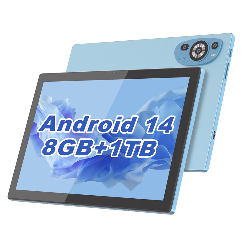 C idea10.1 Inches Tablet,Android 14 Tab,5G Tablet Dual SIM 8GB RAM 1TB ROM,10000mAh Battery With Bluetooth Keyboard,Mouse and Speaker CM8200plus (Blue)