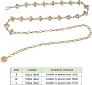 Chain Belt for Women Rhinestone Crystal Waist Belts Metal Waist Chain Metal Belt Women Girls Adjustable Body Link Belts Fashion Belly Jewelry for Jeans Dresses (Gold)