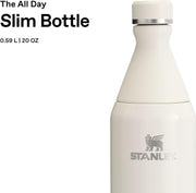 1913 The All Day Slim Sports Water Bottle 0.6L - Cold For 6 Hours - Iced For 11 Hours - BPA-Free Recycled Stainless Steel Coffee Flask - Leakproof - Dishwasher Safe - Cream - Cream