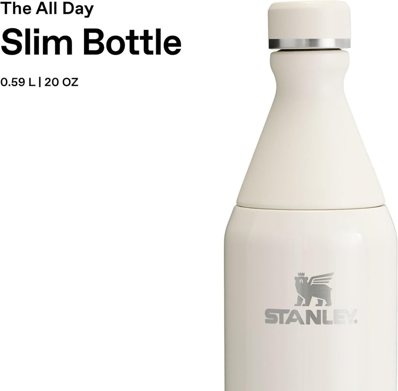 1913 The All Day Slim Sports Water Bottle 0.6L - Cold For 6 Hours - Iced For 11 Hours - BPA-Free Recycled Stainless Steel Coffee Flask - Leakproof - Dishwasher Safe - Cream - Cream