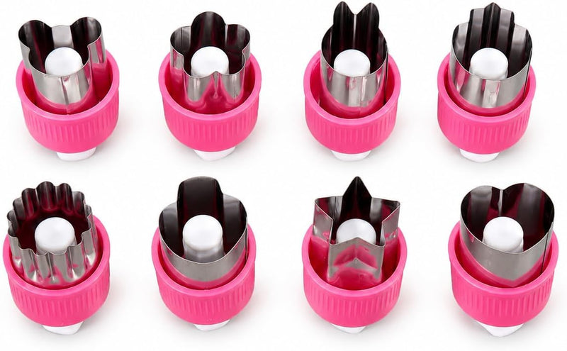 Vegetable Cutter Shapes Set, Stainless Steel Cookie Cutters With Pusher Fruit Cookie Pastry Mold For Kitchen (Blue) - Red