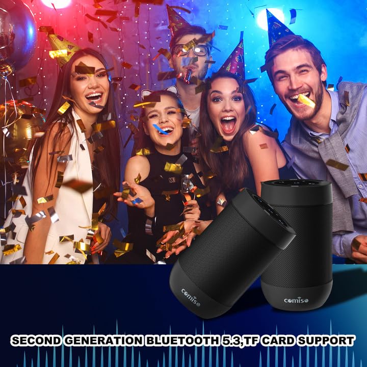 Comiso Portable Bluetooth Speaker, Bluetooth Wireless Mini Pocket Speaker, 360 HD Surround Sound & Rich Stereo Bass, 12H Playtime, IPX5 Waterproof for Travel, Outdoors, Home and Party (Black)