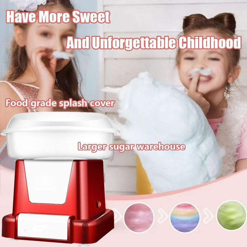 THE WHITE SHOP Cotton Candy Machine - Retro Cotton Candy Maker for Kids with 10 Skewers, 1 Cotton Swab & 1 Scoop, Premium Candy Floss Maker 500w, Carnival Style 32cm x32cm - Red