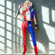 WP Wanna Party Halloween Costume for Women-Harley Quinn Costume Red & Blue Costume with Jacket, Pants and Sleevless Tees - Size - L for Halloween Costume for Adults