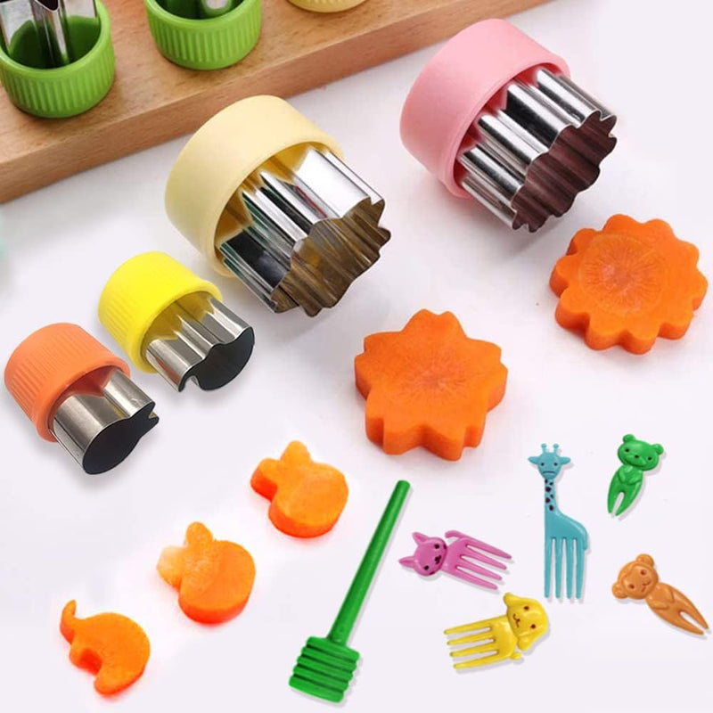 FineGood 32 Pcs Sandwich Cutter Set, Sandwich Cutter and Sealer Cookie Cutters Vegetable Fruit Cutters Shapes for Kids with Food Picks Brush