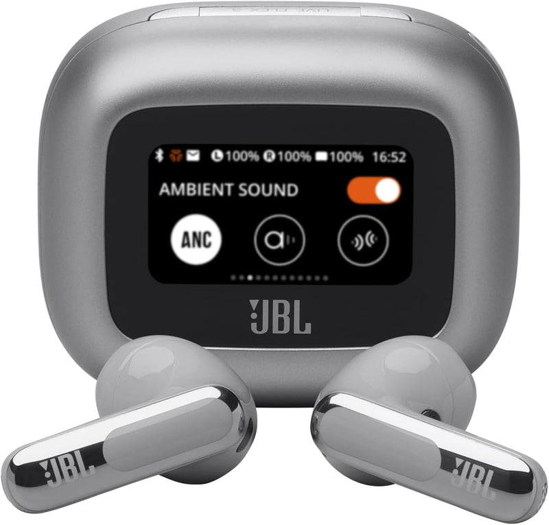 JBL LIVE FLEX 3 True wireless noise-cancelling earbuds with open-stick design and 50 hours total playback plus wireless charging, Blue