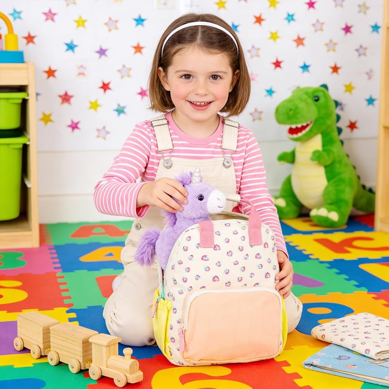 Toddler Backpack for Girls Boys, Cute Cartoon Plush Kids Mini School Bag, Lightweight Preschool Daypack for Travel, Nursery, Kindergarten 2-6 Years - Mustard